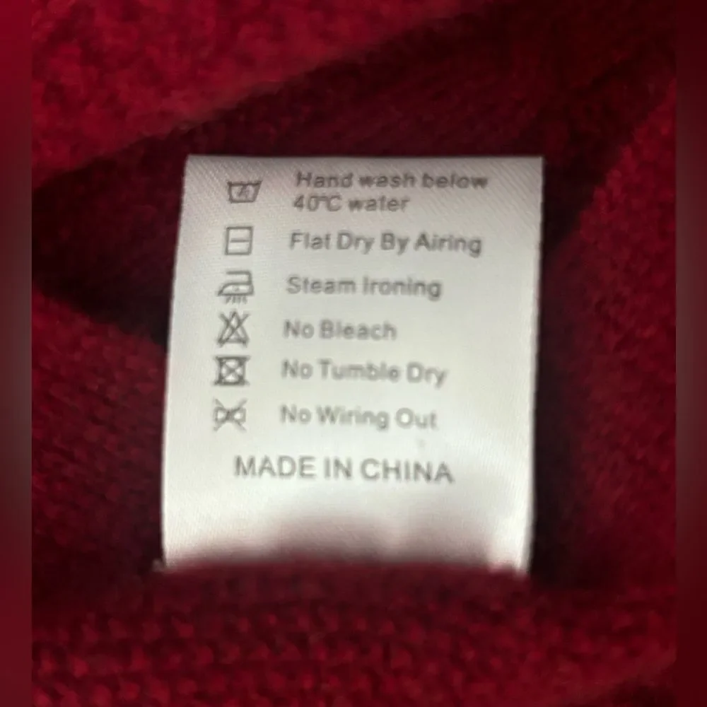 RanRui Cashmere Wool Wrap Buttoned Sweater Shawl Deep Red Maroon Women’s OS - Picture 8 of 8